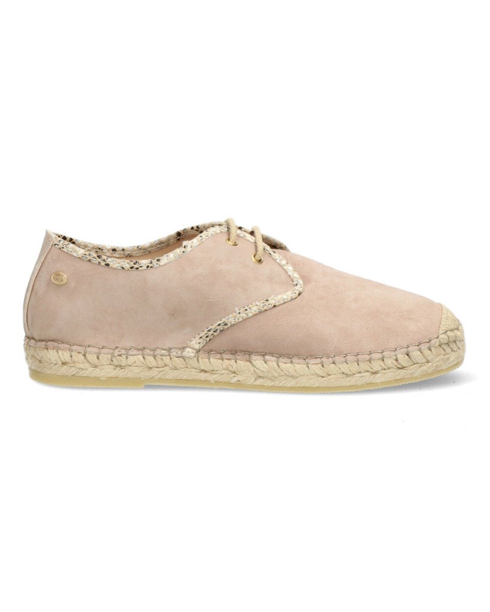 Suede lace-up espadrille Taupe