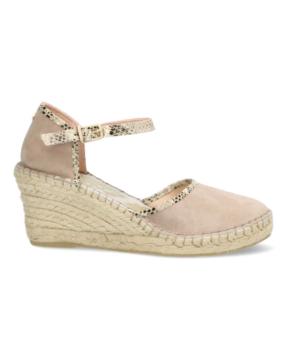 Taupe suede espadrille wedges with 