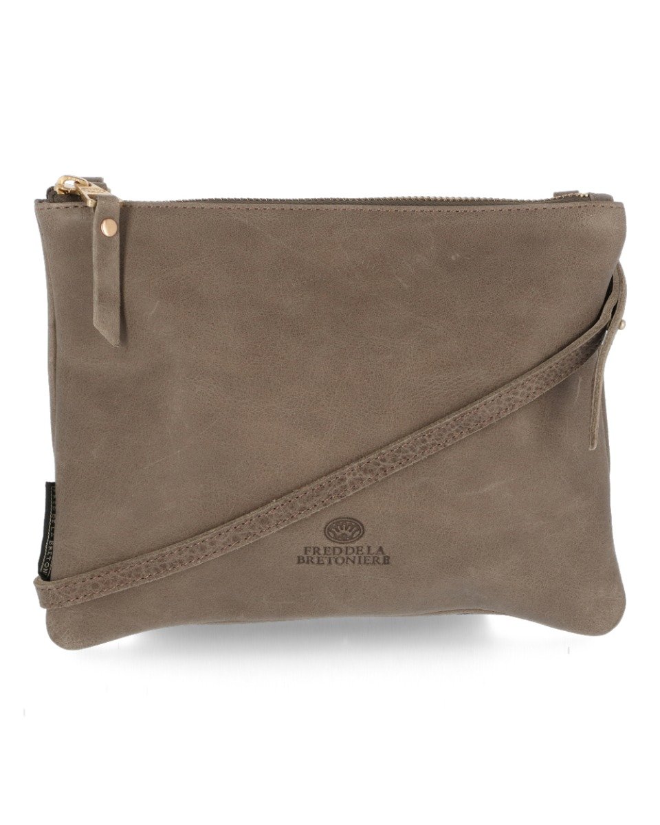 taupe leather shoulder bag