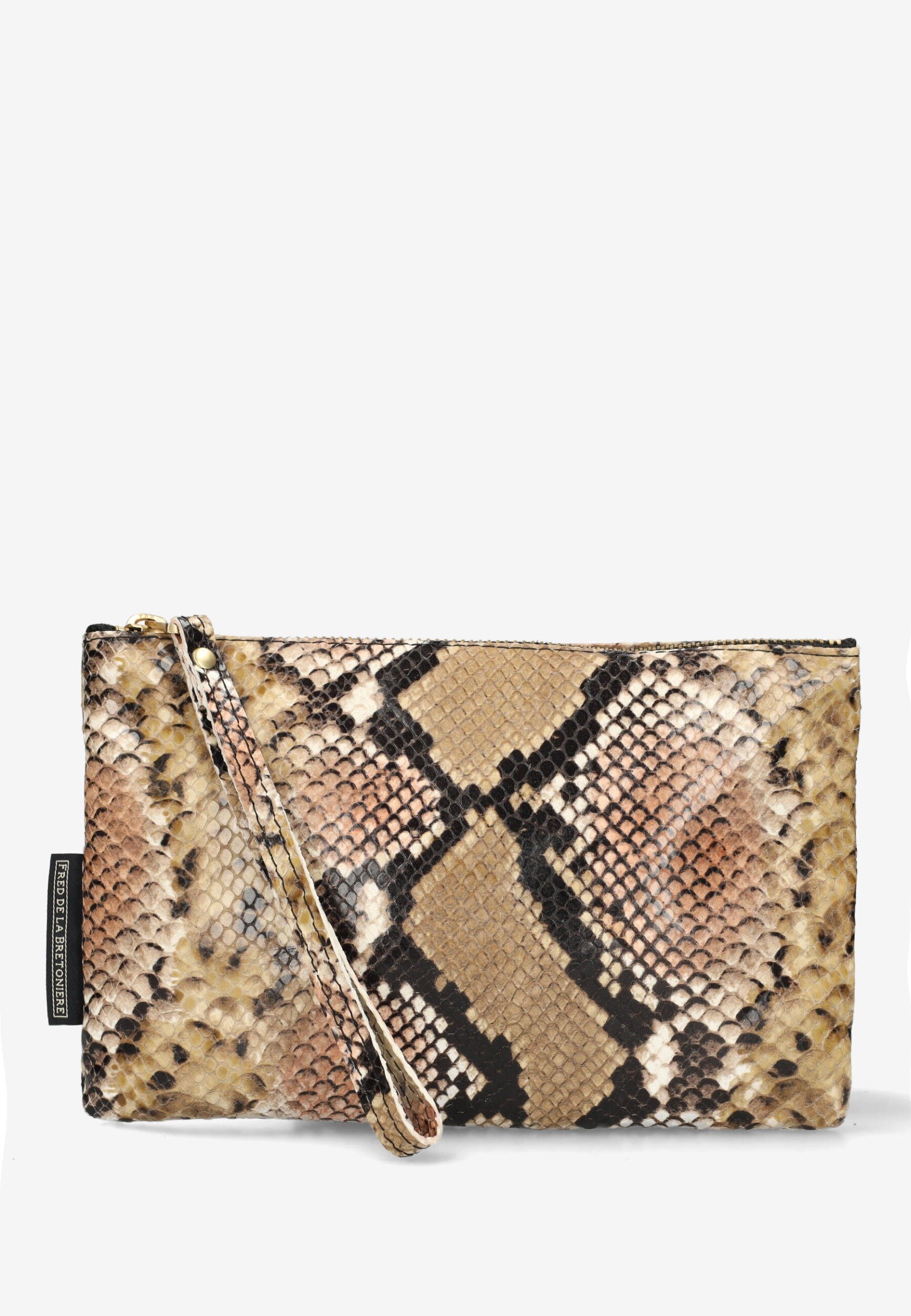 Brown snake print clutch bag best sale